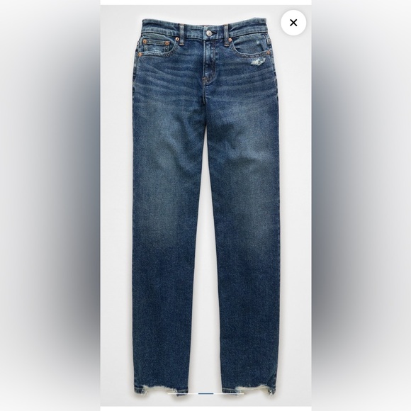 AE Stretch Curvy High-Waisted Straight Jeans (Short length) - Picture 2 of 5